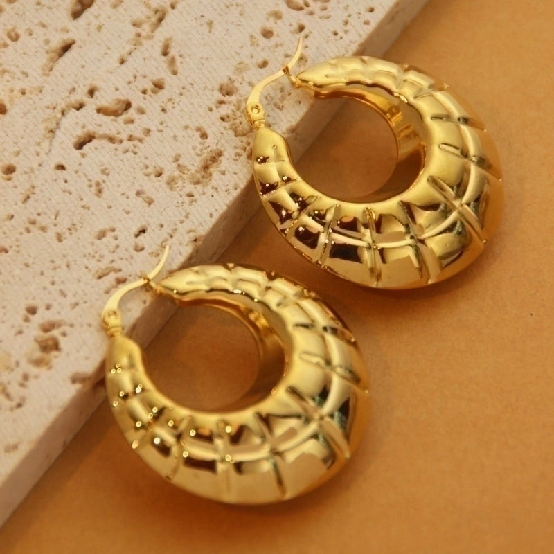 1 Pair Retro Minimalist C Shape U Shape Solid Color Plating Titanium Steel 18k Gold Plated Earrings