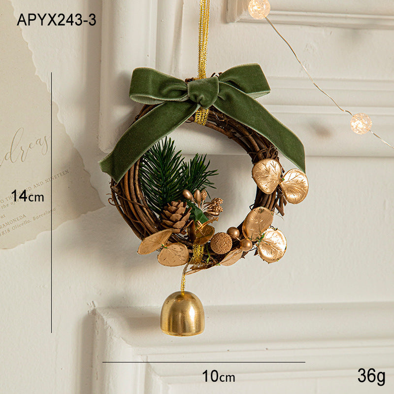 Christmas Ornaments Small Bells Velvet Bows Christmas Tree Pine Cones Scene Decoration Supplies Small Hanging Decorations