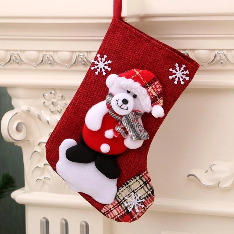 New Cross-border Medium Size Linen Christmas Stockings Gift Bag Nhmv155603