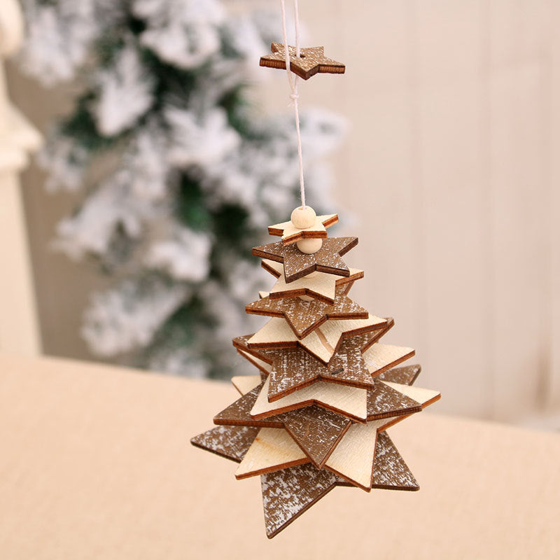 Christmas Wooden Bell Pendant Wind Chime Pendant Christmas Tree 3d Small Hanging Ornament Christmas Gift