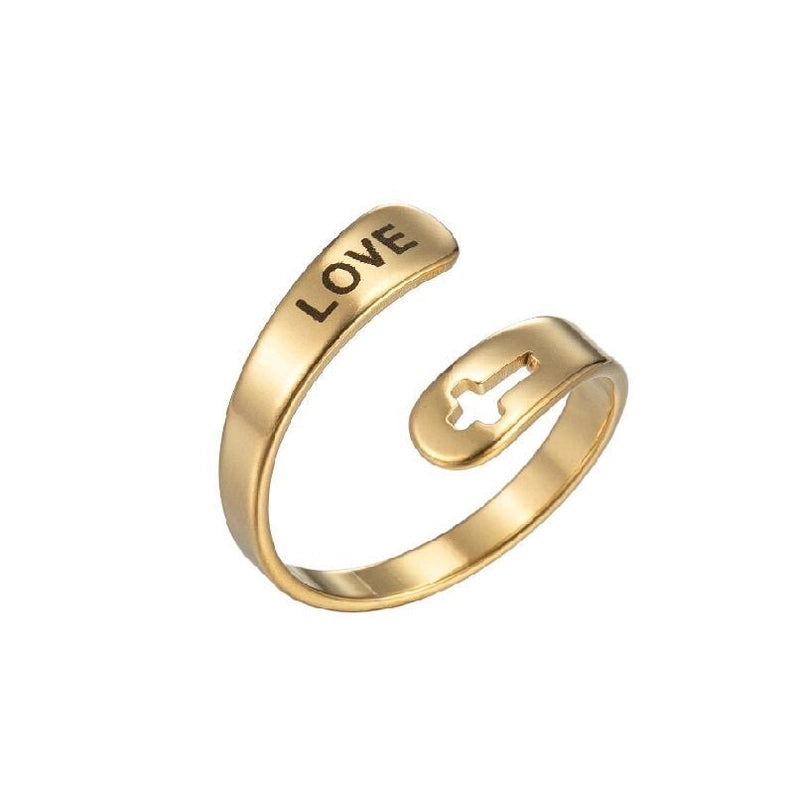 Retro Number 201 Stainless Steel No Inlaid 18K Gold Plated Plating Open Ring