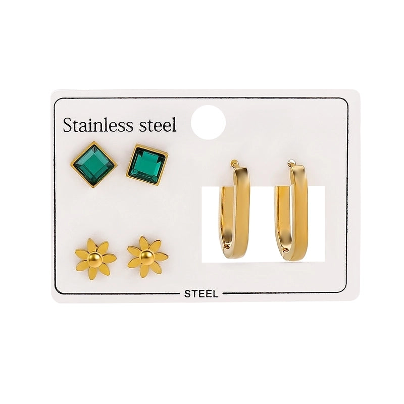 1 Set Casual Elegant Heart Shape Flower Butterfly 304 Stainless Steel Drop Earrings Ear Studs