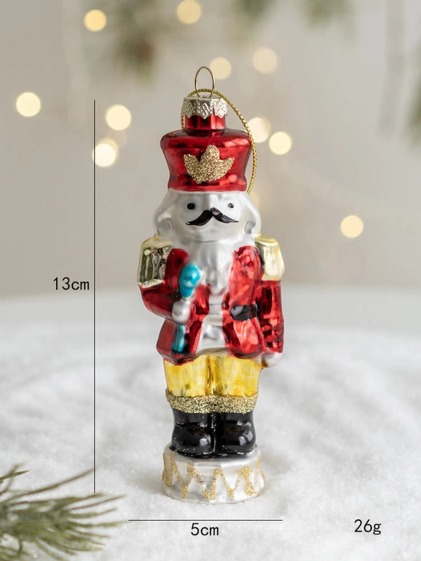 Christmas Minimalist Santa Claus Dog Glass Holiday Party Hanging Ornaments Decorations Hanging Ornaments