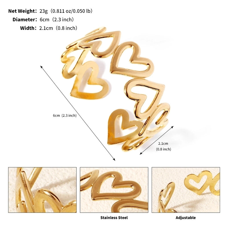 Modern Style Geometric Plant 304 Stainless Steel 18K Gold Plated Bangle In Bulk