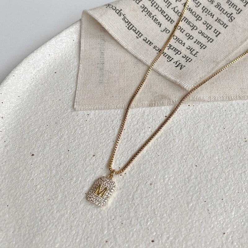 Elegant Minimalist Geometric Titanium Steel Plating Inlay Artificial Pearls Shell Zircon Necklace