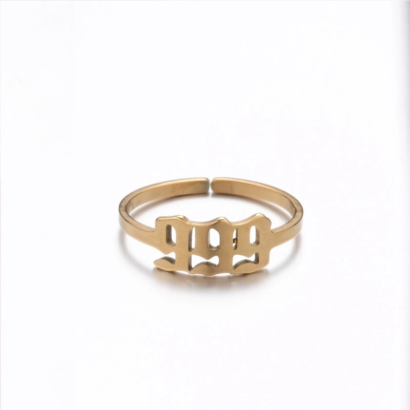 Retro Letter 201 Stainless Steel 18K Gold Plated Plating Open Ring