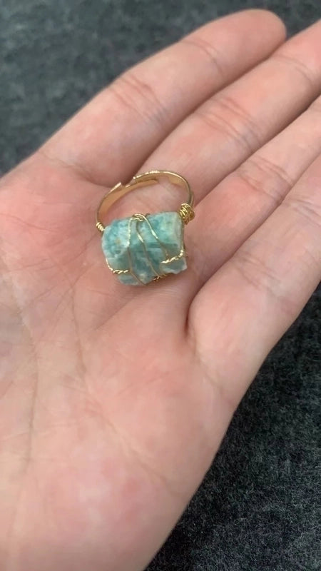 Fashion Irregular Natural Stone Copper Plating Rings 1 Piece