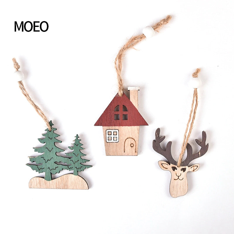 Christmas Wind Christmas Tree House Car Wood Party Festival Hanging Ornaments