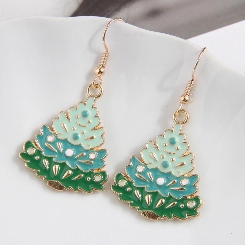 1 Pair Minimalist Christmas Tree Enamel Alloy Drop Earrings