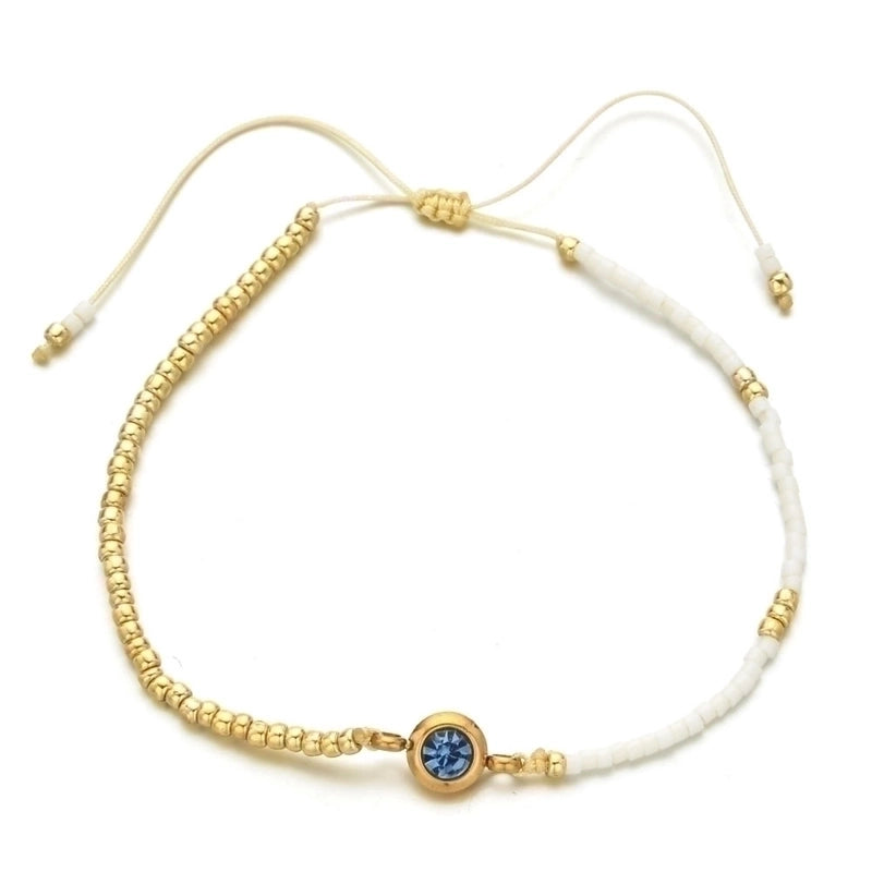 Casual Minimalist Round Stainless Steel Seed Bead Rope Beaded Inlay Zircon Bracelets