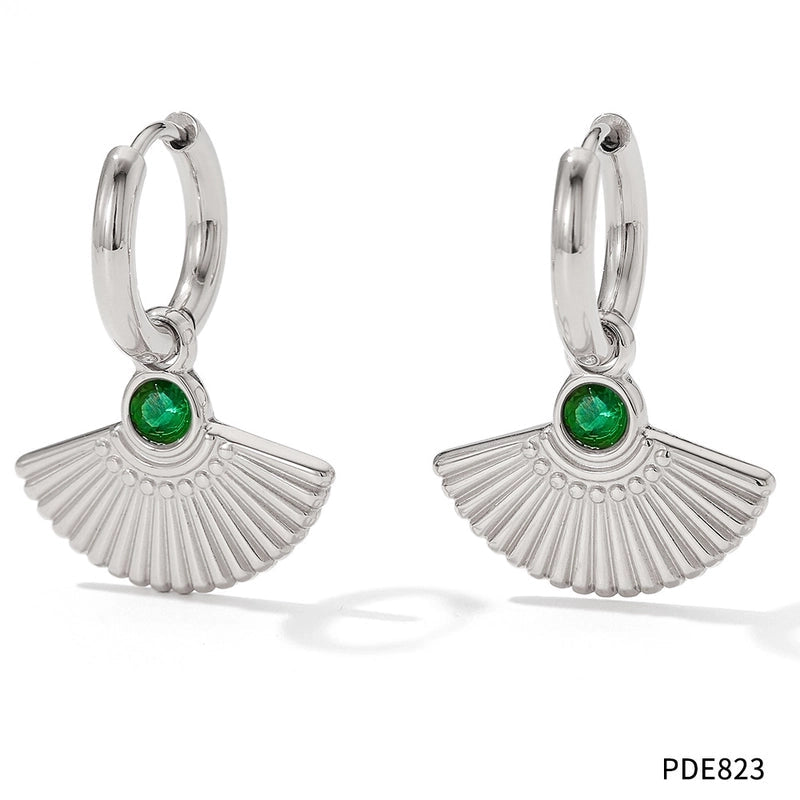 1 Pair Retro Sector Plating Inlay 304 Stainless Steel Zircon 16K Gold Plated White Gold Plated Gold Plated Earrings