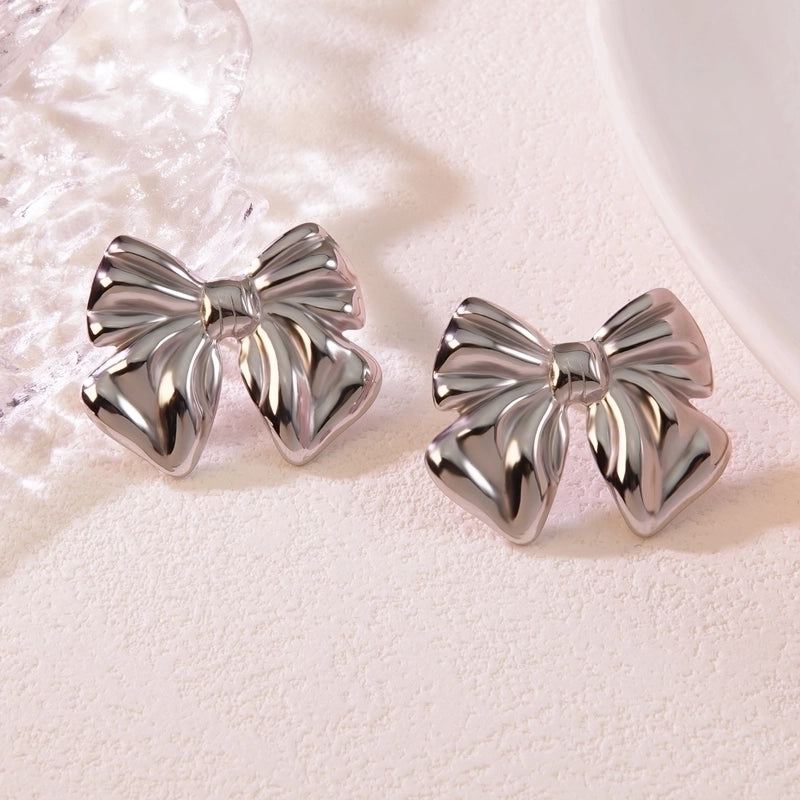 1 Pair Casual Minimalist Classic Style Bow Knot 304 Stainless Steel Imitation Gold Ear Studs