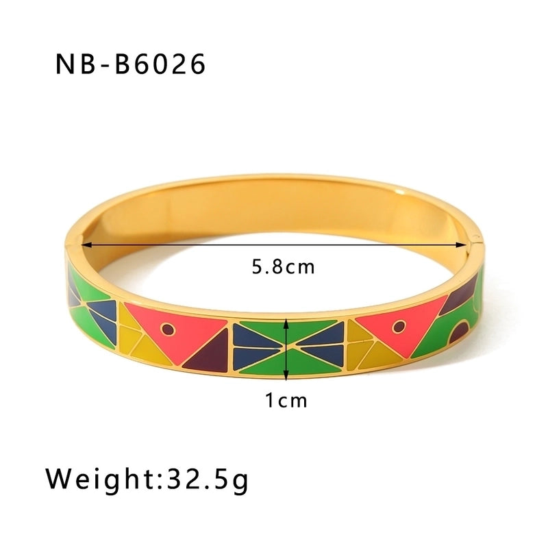 304 Stainless Steel 18K Gold Plated Basic Minimalist Plating Geometric Bangle