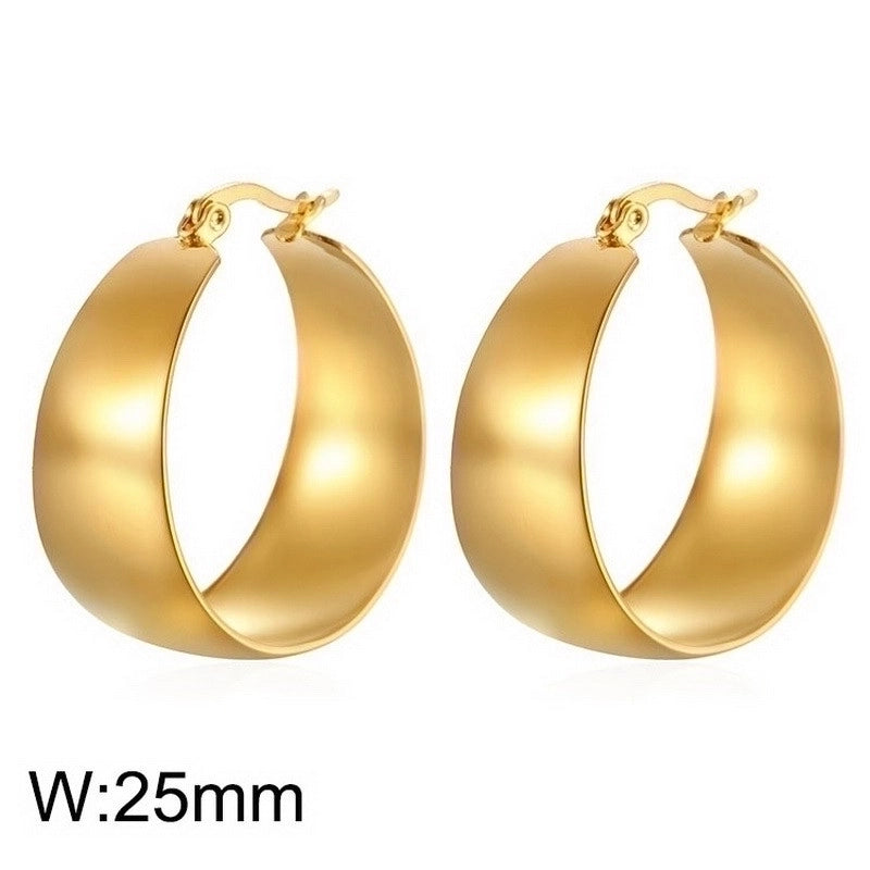 1 Pair Retro Streetwear Solid Color Plating Stainless Steel 18K Gold Plated Hoop Earrings