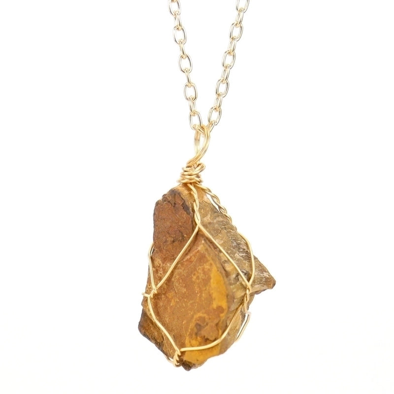 Minimalist Geometric Alloy Natural Stone Knitting Pendant Necklace