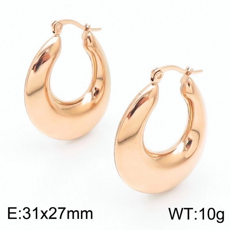 1 Pair Minimalist U Shape Plating Titanium Steel 18K Gold Plated Hoop Earrings