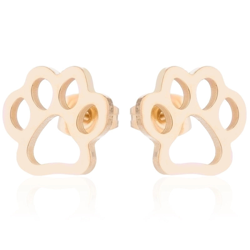 1 Pair Fashion Paw Print 304 Stainless Steel 18K Gold Plated Ear Studs