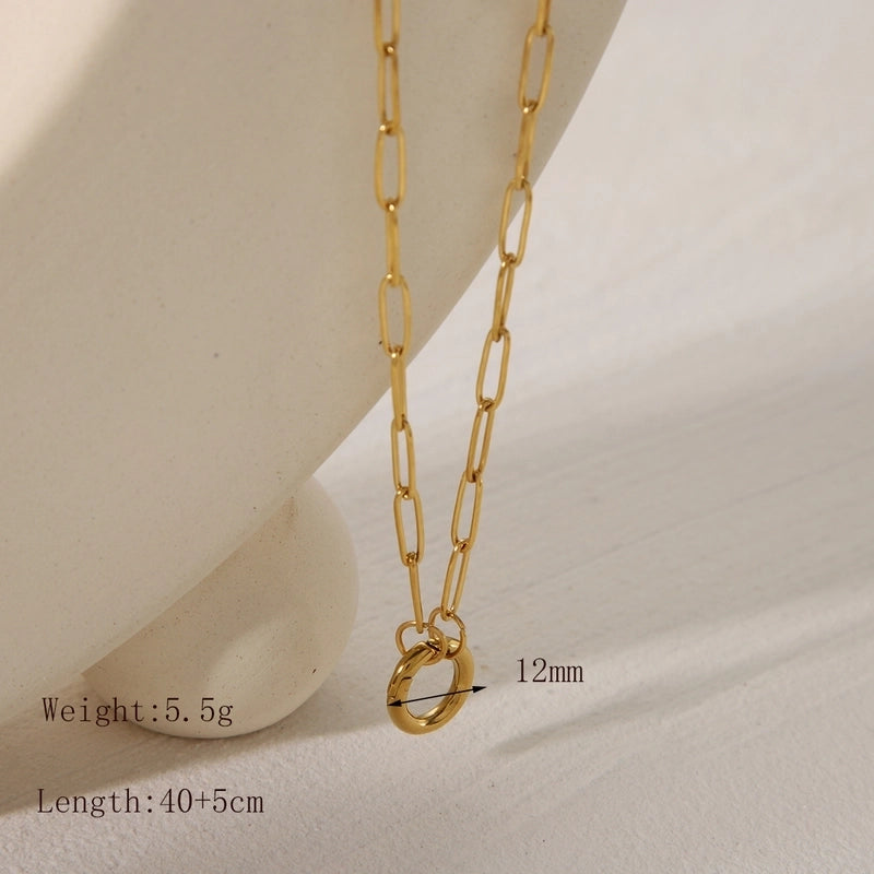 Casual Basic Commute Round Solid Color Rectangle 304 Stainless Steel 18K Gold Plated Pendant Necklace