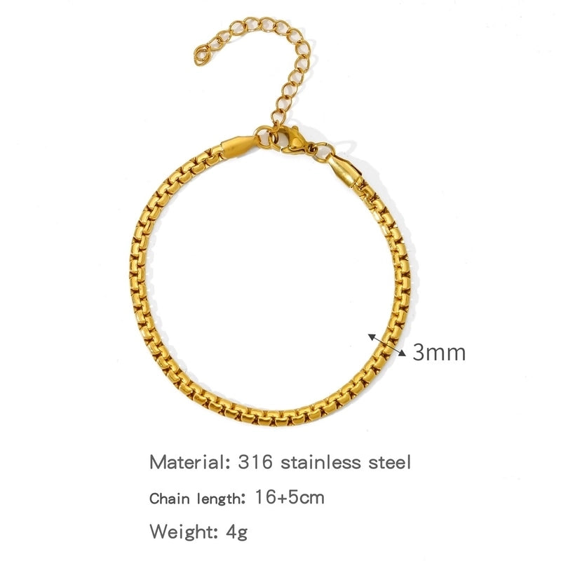 Minimalist Classic Style Geometric 304 Stainless Steel Cable Chain Snake Chain Bracelets In Bulk