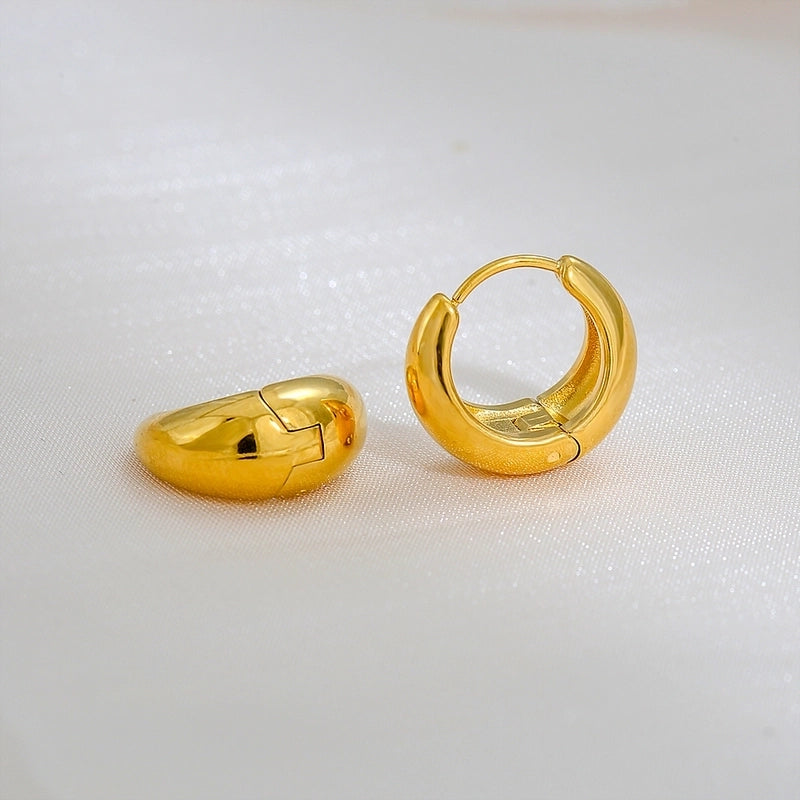 1 Pair Basic O-Shape Round 304 Stainless Steel 18K Gold Plated Earrings