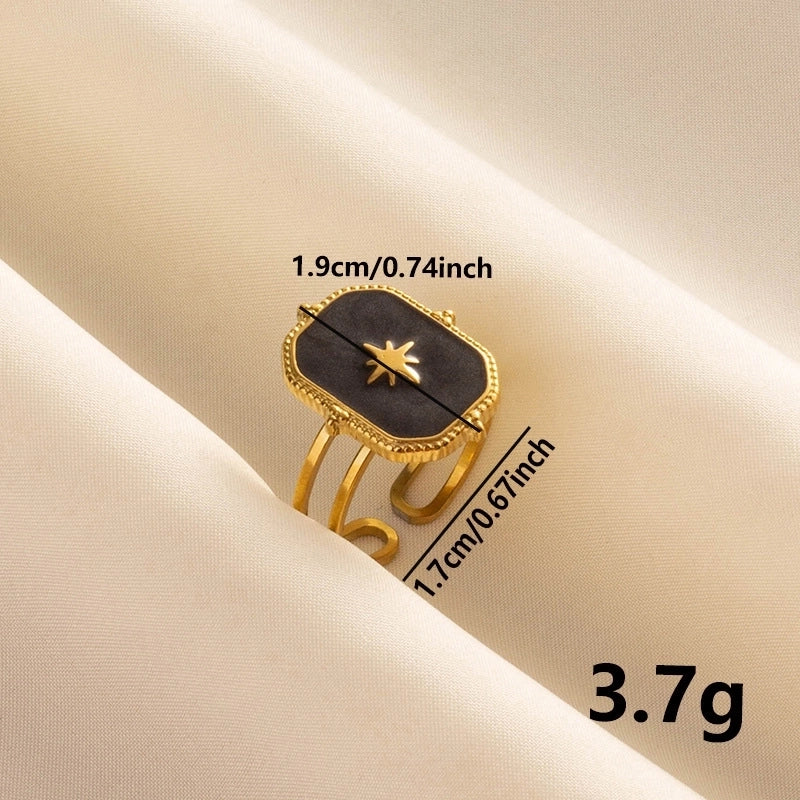 Basic Modern Style Classic Style Eight Awn Star Geometric 304 Stainless Steel 18K Gold Plated Polishing Enamel Open Rings