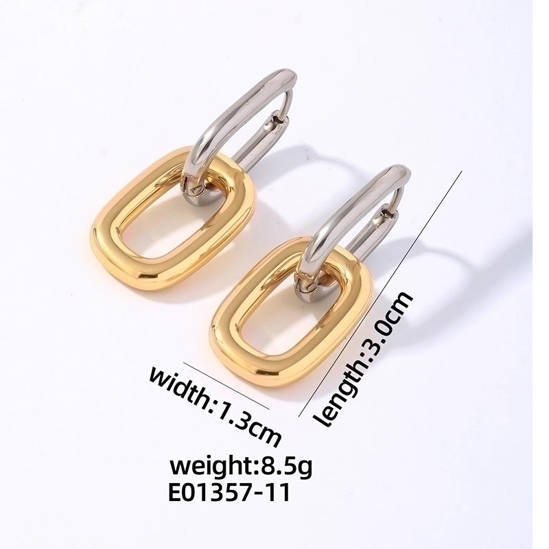 1 Pair Elegant Hip-Hop Vintage Style Geometric Oval Polishing Plating 304 Stainless Steel Titanium Steel Gold Plated Silver Plated Drop Earrings