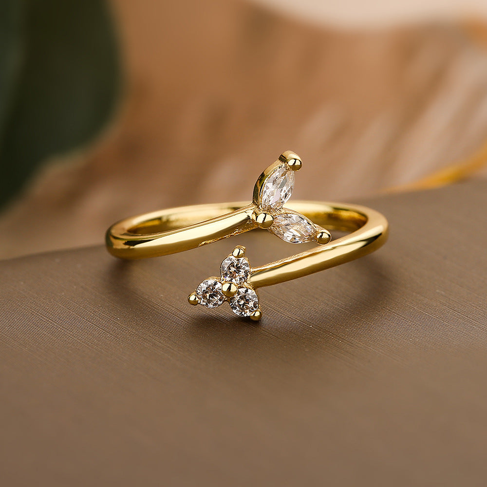 Minimalist Women Irregular Geometric Copper Inlay Rings