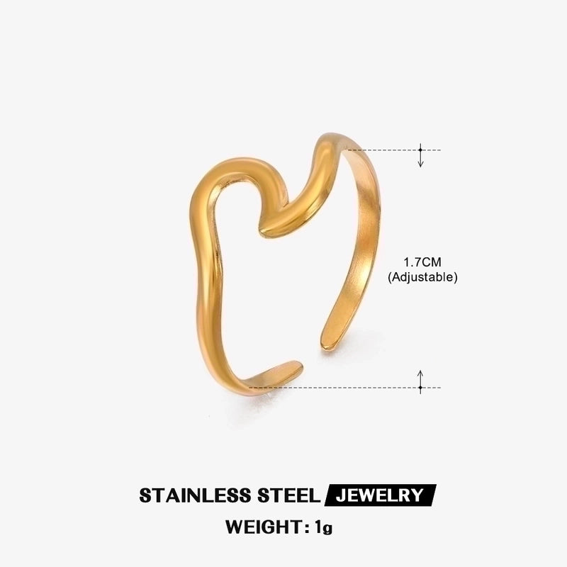 304 Stainless Steel 18K Gold Plated Minimalist Irregular Plating Geometric Open Rings