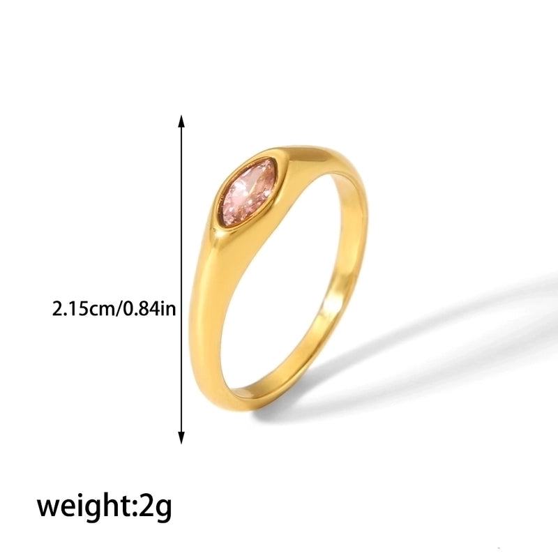 304 Stainless Steel Casual Korean Style Plating Inlay Round Zircon Rings