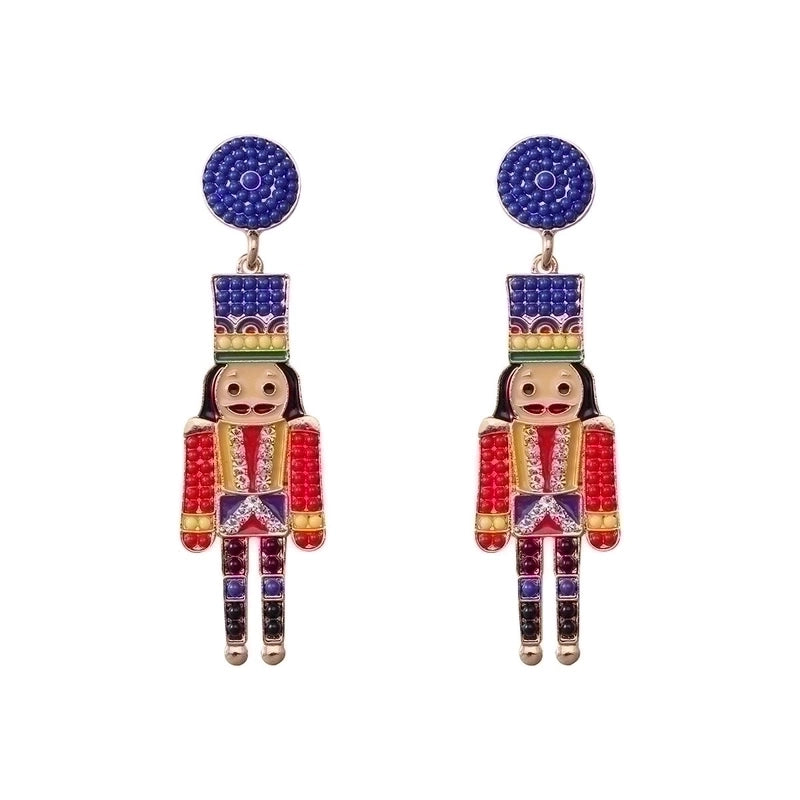 1 Pair Cute Funny Classic Style Cartoon Character Nutcracker Inlay Alloy Seed Bead Drop Earrings
