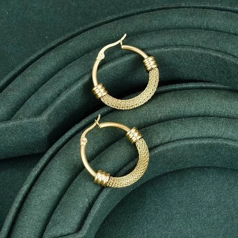 1 Pair Fashion Round Plating 201 Stainless Steel 18K Gold Plated Hoop Earrings