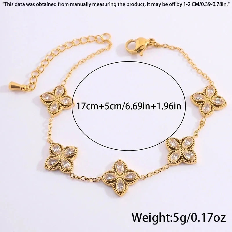 Casual Elegant Minimalist Floral 304 Stainless Steel Bracelets In Bulk