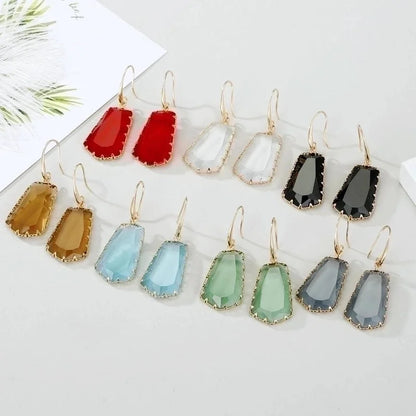 6 Pieces Retro Ethnic Style Heart Inlay Alloy Artificial Gemstones Earrings