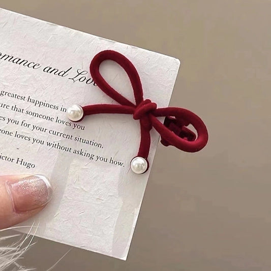 Elegant Cute Sweet Women's Bow Knot Snowflake Flannel Rhinestones Hair Clip