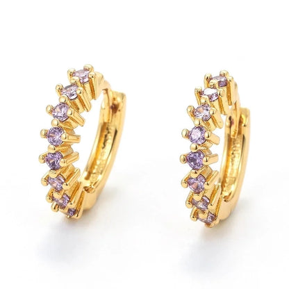 Geometric Plating Metal Zircon Copper Earrings