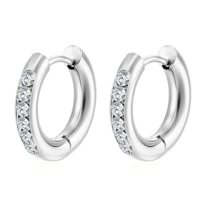 1 Pair Minimalist Solid Color Plating Inlay 304 Stainless Steel Zircon 18K Gold Plated Earrings