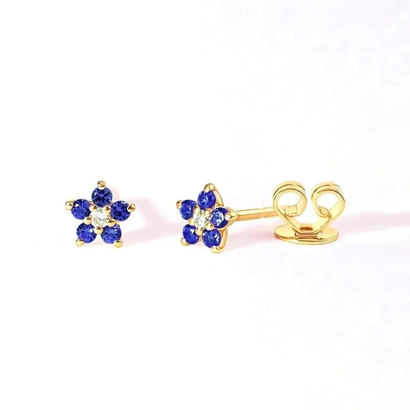 1 Pair Minimalist Flower Plating Inlay Copper Zircon White Gold Plated Gold Plated Ear Studs