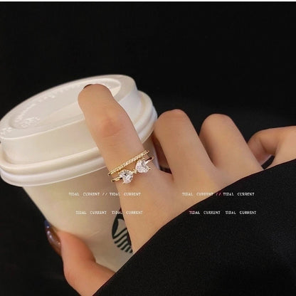 Minimalist Butterfly Copper Butterfly Inlay Zircon Open Ring