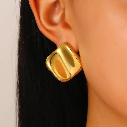1 Pair Retro Solid Color Irregular Plating 304 Stainless Steel Stainless Steel Earrings