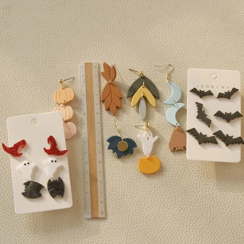 Cute Pumpkin Bat Ghost Arylic Halloween Women's Drop Earrings