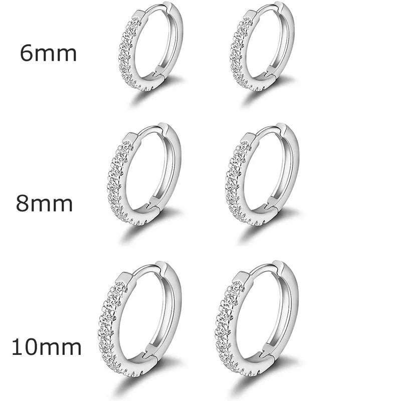 1 Piece Minimalist Geometric Inlay Copper Zircon Hoop Earrings