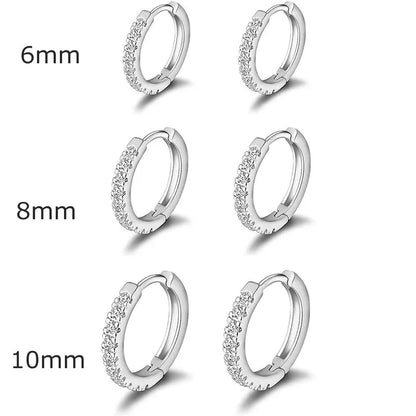 1 Piece Minimalist Geometric Inlay Copper Zircon Hoop Earrings