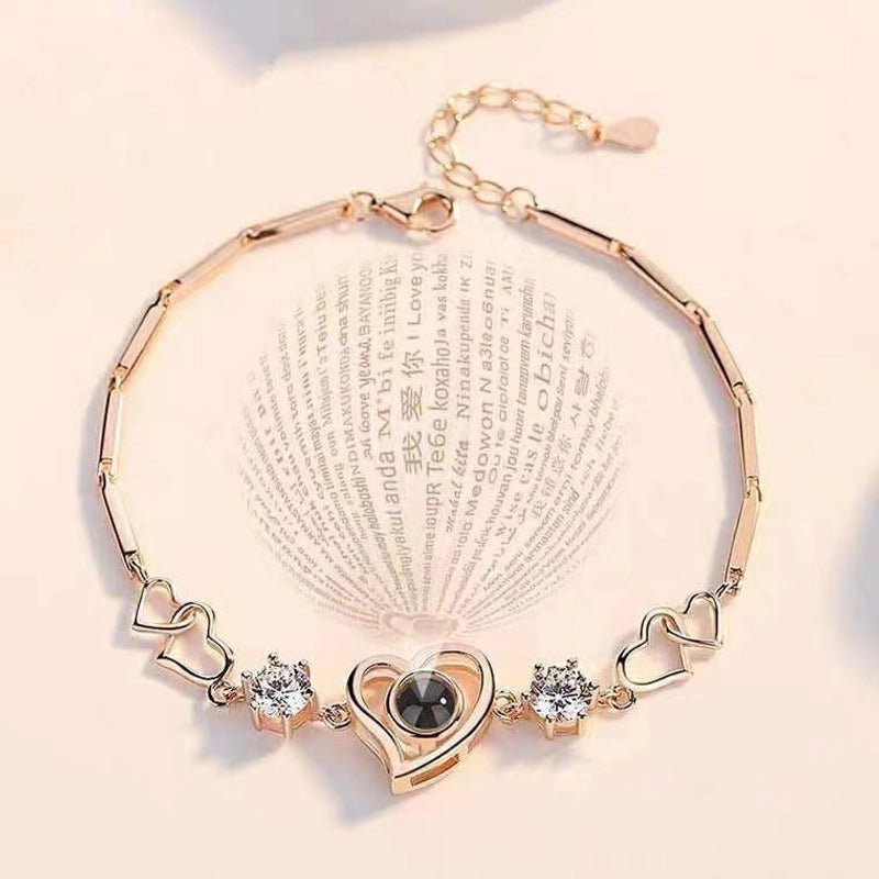 Love Bracelet Women's Fashion Light Luxury 100 Languages I Love You Projection Photos Customized Christmas Gifts