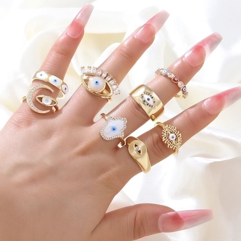 Fashion Devil's Eye Copper Zircon Rings In Bulk