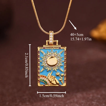 Vintage Style Minimalist Sun Moon Titanium Steel Copper Plating Pendant Necklace