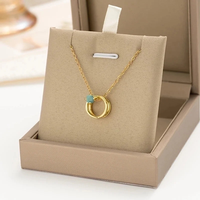 304 Stainless Steel Copper 18K Gold Plated K Gold Plated Inlay Heart Shape Wings Butterfly Zircon Pendant Necklace