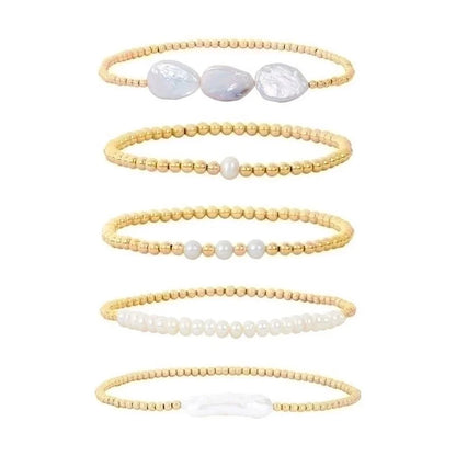 Freshwater Pearl Copper IG Style Handmade Bohemian Beaded Geometric Bracelets
