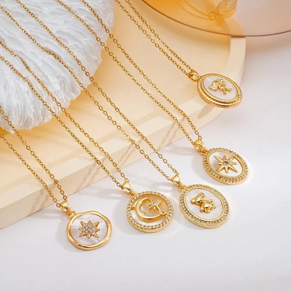 304 Stainless Steel Copper Cable Chain Animal Bear Pendant Necklace