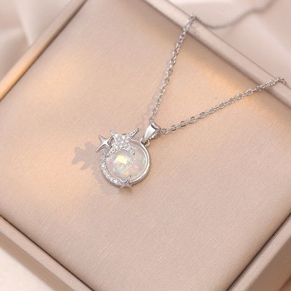 Titanium Steel Basic Modern Style Classic Style Inlay Star Zircon Pendant Necklace