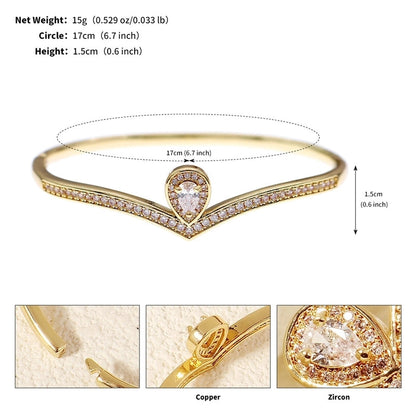 Copper Inlay Geometric Zircon Bangle